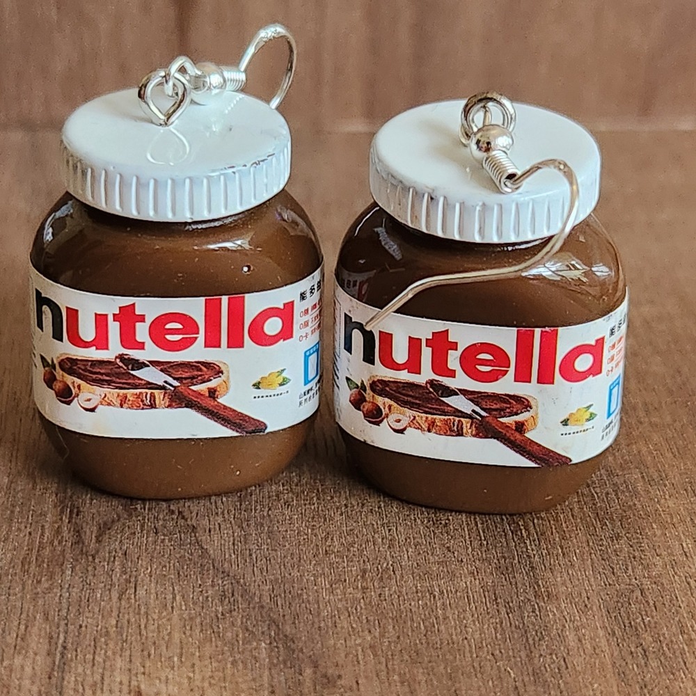 Handmade Miniature Jar Earrings Brown White Novelty Foodie 3D Dangle Jewelry - Picture 9 of 9